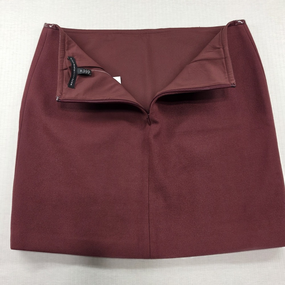 White House Black Market Maroon Faux Suede Boot Skirt Size 10 NWT Smart Casual - Picture 12 of 12